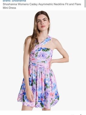 Shoshanna Cadey Asymmetric Neckline Fit and Flare Mini Dress - Size 12 NWT